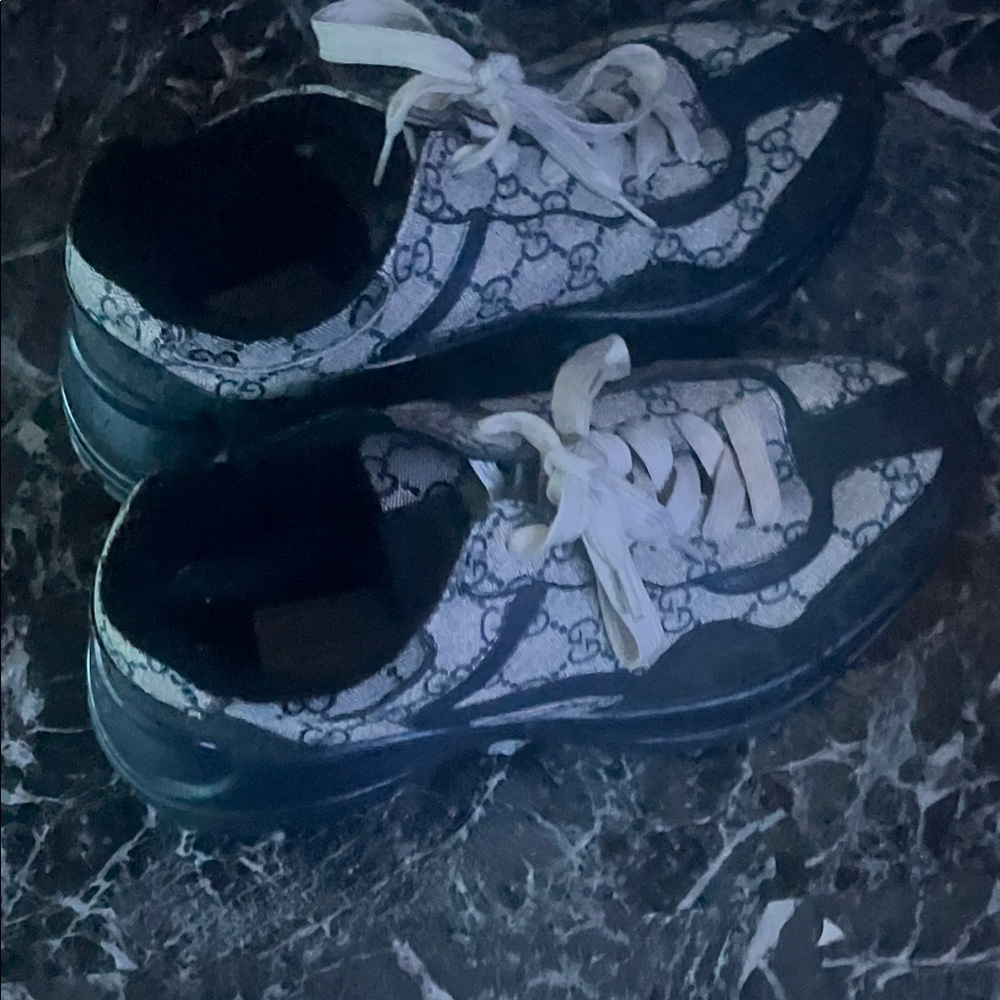 Gucci Black and White Patterned Sneakers
